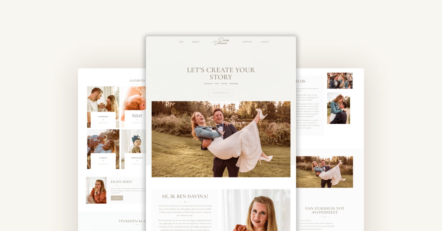 Webdesign voor Davina Vanreusel Photography
